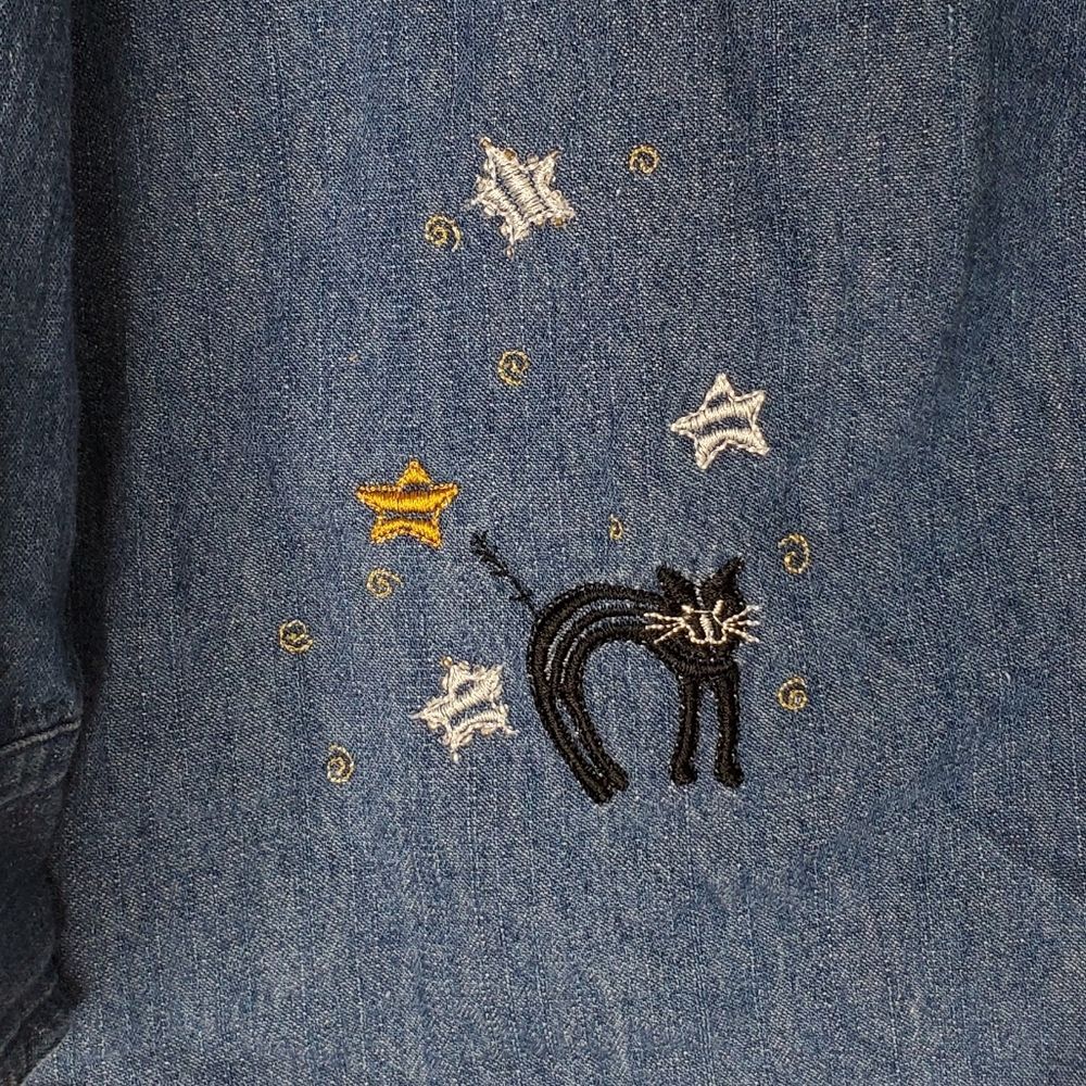 Classic Elements Embroidered Halloween Denim Shir… - image 3